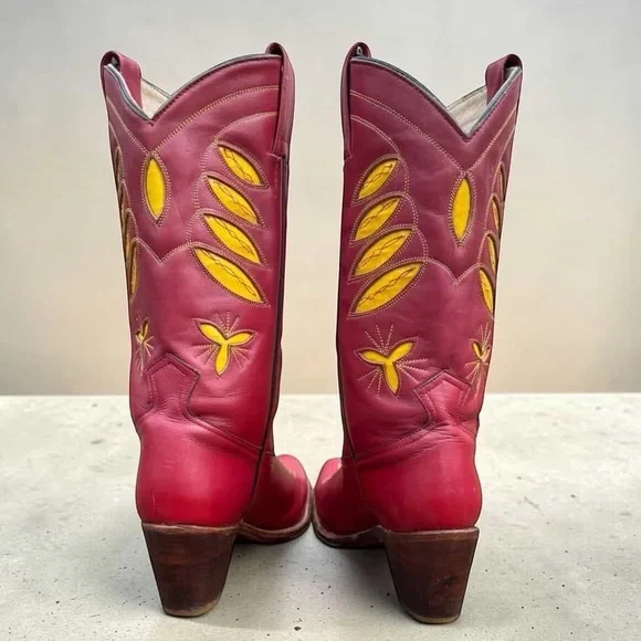 1980s Sassoon New York Inlay Western Boots — Women’s 7 B Vintage Cowboy Cowgirl - Picture 3 of 6